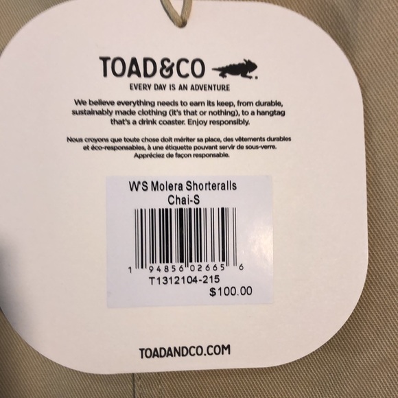 Toad&Co Shorteralls - NWT - Picture 7 of 11